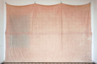 FLOOR (VS), 2015, rubber, fabric, pigment, 360x460 cm, Installation view: "FAR BEYOND", Villa Schöningen, Potsdam, 2015
